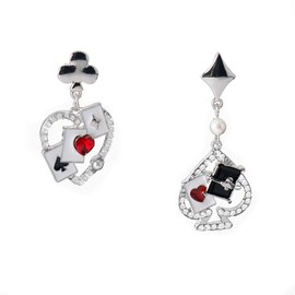 LKingel Queen of Heart Earring for Women Poker Dangle Earrings Poker Red Hearts Playing Cards Earring Poker Drop Stud Earrings Casino Halloween Jewelry for Women 2025
