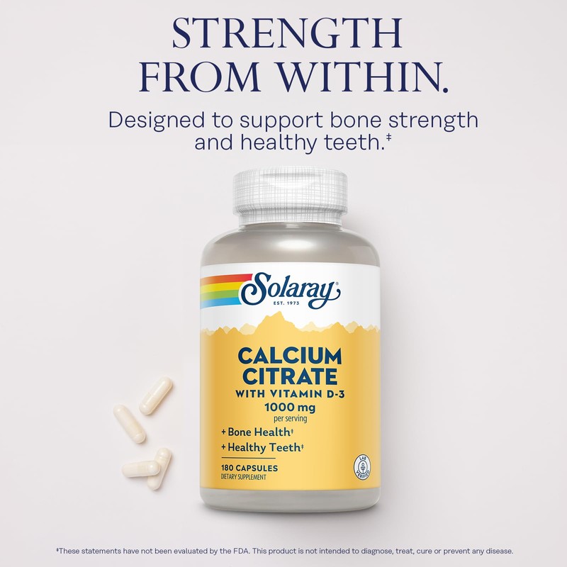 Solaray Calcium Citrate with Vitamin D3 1000mg - Bone Strength