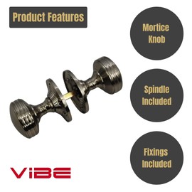 VIBE Ribbed Mortice Knob on Satin Chrome Door Handle Knob on Satin Chrome for Internal Doors