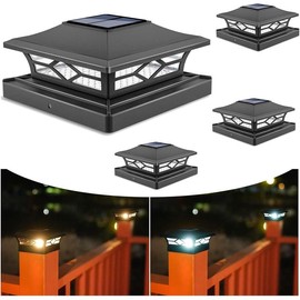 KEPEAK Solar Pillar Cap Light: 2 Pack Outdoor Pillar Light, 4x4 Vinyl Fence Deck - Pier 4x4/6x6 Wooden Pillar 2 colour modes. - Color: white, Size: 2 pack