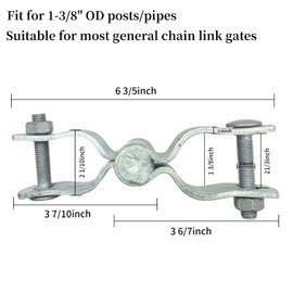 1-3/8" Chain Link Fence Gate Post Hinge, Galvanized Fence，4pcs for 32mm Pipe Panel Frames, Male and Female Hing Carbon Steel Max Load 220lb Fit 1 ⅜"