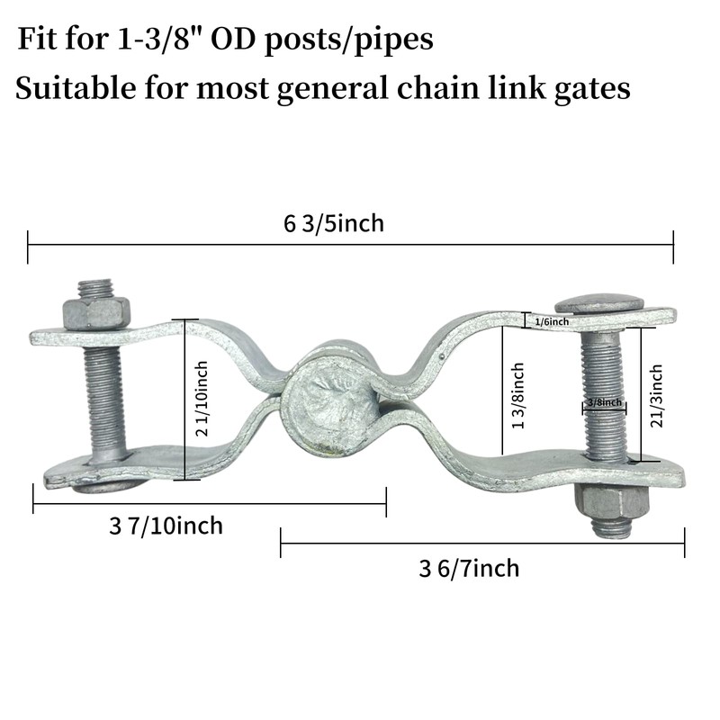 1-3/8" Chain Link Fence Gate Post Hinge, Galvanized Fence，4pcs for