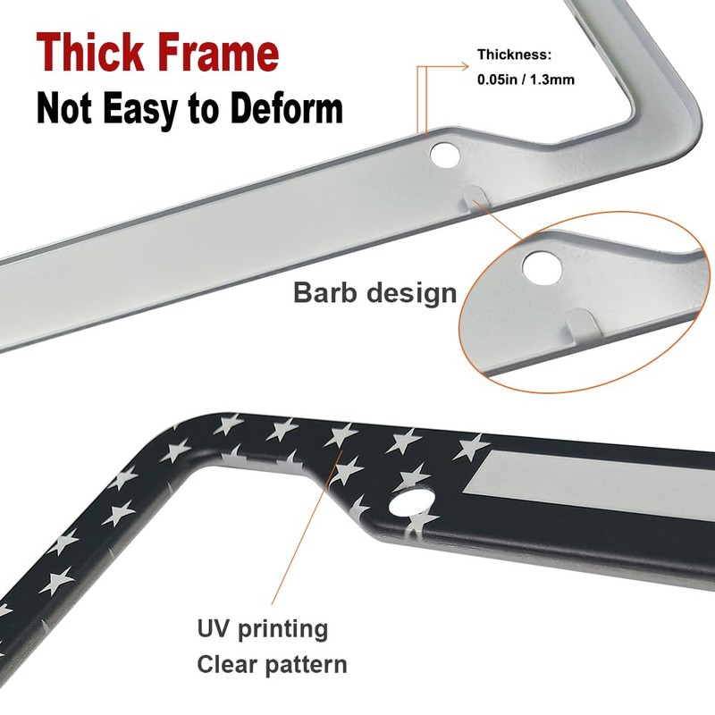 RCKJNJ Thin Blue Line License Plate Frames - Aluminum American
