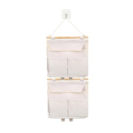 Regipro b Wall Mounted Wall Pocket, Set of 2, Small Items Organizer, Hanging Rack with Seal Hooks (Off White)