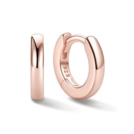ChicSilver Small 14K Rose Gold Hoop Earrings for Women Hypoallergenic Rose Gold Huggie Hoops 6MM Hoop Earring Tiny Cartilage Earrings