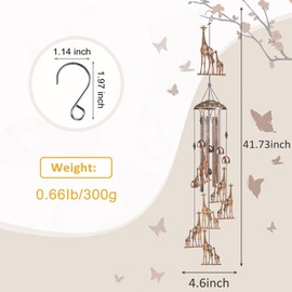 Giraffe Wind Chimes for Outside,Gardening Gifts for Giraffe Lover，Women，Men，Mom，Birthday Party Decorations,Memorial Gifts,Wind Chimes Outdoors，Indoors,Room,Home,Wall,Garden,Patio,Yard Decor