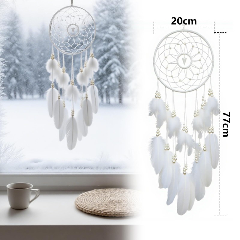 Koundeneko Dream Catcher, Wall Hanging, Feathers, Hand Knitted, Dream Catcher