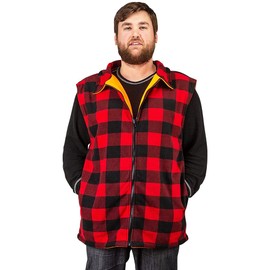 TrailCrest by Treel Men's Reversible Buffalo Plaid & Safety Blaze Orange Outdoorsman Workwear Vest, 2X