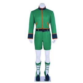 DUNHAO COS Men's Cosplay Gon Freecss Outfit Green Uniforms Full Set Costume, Green, Small