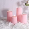 Girimax Pink Ribbed Flameless Pillar Candles with Remote, Flat Top
