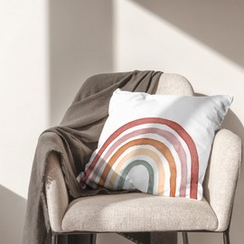 HIWX Boho Rainbow Pillow Cover, Boho Rainbow Classroom Decorative Pillowcase Throw Pillow Cover, Boho Rainbow Pillows for Classroom Nursery Bed Room Home Decor 18 x 18 Inch Pillow Case