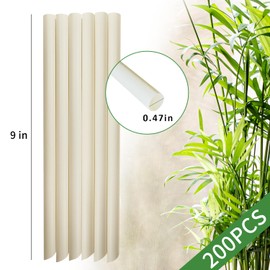 Extra Wide Bamboo Straws for Smoothies, Pack of 200 Biodegradable Disposable Boba Drinking Straws Made of Bamboo Fibre, Durability, Hot and Cold Drinking Straws, 230 x 12 mm