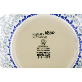 Polish Pottery 7½-inch Scalloped Bowl made by Ceramika Artystyczna (Waiting Birds Theme) Signature UNIKAT + Certificate of Authenticity