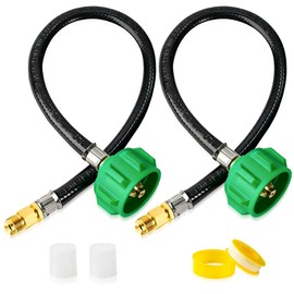 2-Pack 15" RV Propane Hose,1/4" Male NPT & QCC1/Type1 Fittings,Propane Hose-Camper for RV Two-Stage Regulator-Dual LP Tank,Propane Tank Hose for BBQ,Outdoor Cooking,Camping,350PSI.CSA Certified