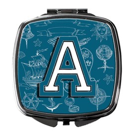 Caroline's Treasures Letter A Sea Doodles Initial Alphabet Compact Travel Mirrors, Multicolor