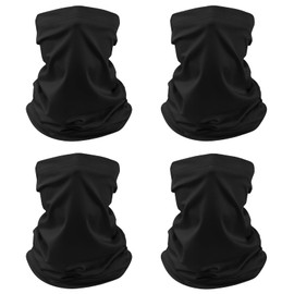 Awumbuk Neckerchief Men & Women Pack of 4 - Multifunctional Scarf Unisex Seamless Bandanas, Sports & Motorcycle | Breathable, Windproof, Sun Protection | Outdoor Work Cycling Running, black, Unit size