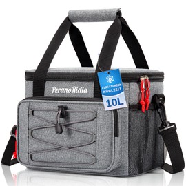 PeranoRidia Cool Bag Small 10 L Foldable for On the Go Lunch Bag Insulated Thermal Bag Mini Cool Box Cooler Bag for Food & Drinks Lunch Bag Insulated Bag Lunch Box Bag for Work Picnic Grey