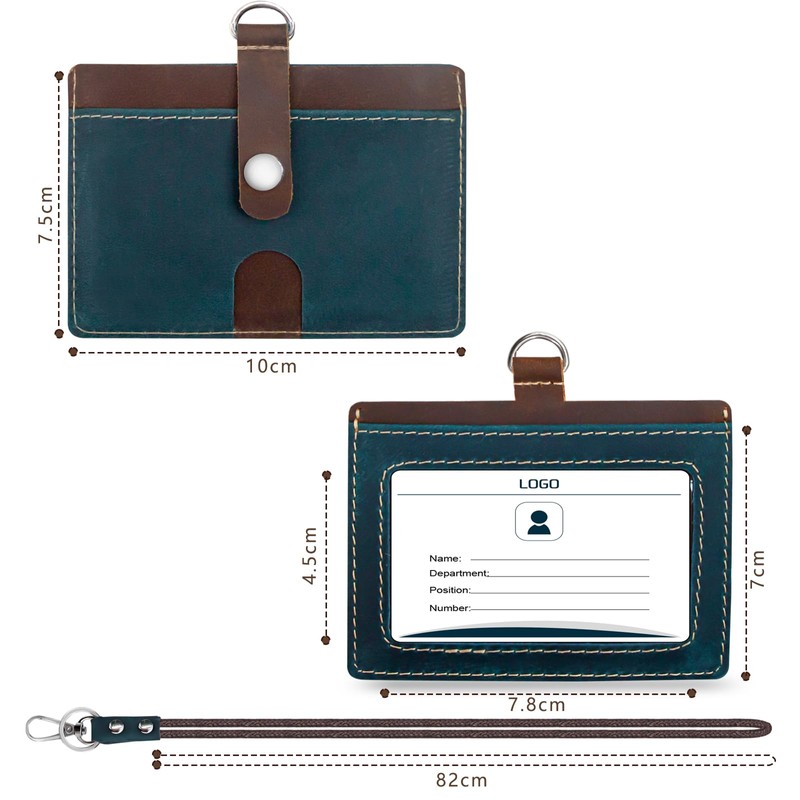 boshiho ID Card Holder, Horizontal, Genuine Leather, Name Holder, 3