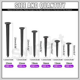 Swpeet 1200Pcs 6 Sizes 10mm/13mm/16mm/19mm/22mm/25mm Metal Nails Tacks Assortment Kit, Non-Slip Shoe Tacks Metal Hardware Nails Studs for Shoes Boots Leather Heels Soles Repairs Replacement