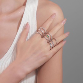 PLOMFOV Silver Ring for Women Stackable Knuckle Rings Band Eternity Dainty Thin Fashion Silver Rings Simple Trendy Thumb Stacking Women's Ring Pack Size Siver 8