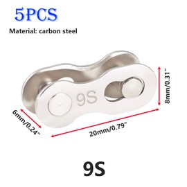 Qrity 5 Pairs Bicycle Chain Link 9-Speed Steel Bicycle Chain Link Bicycle Missing Link for Road Mountain Bike Road Bike Road Bike
