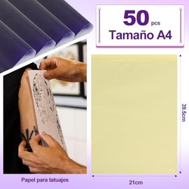 50 Hojas de Papel de Transferencia para Tatuajes, 4 Capas, Plantilla de Tatuaje