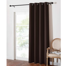 PONY DANCE Thermal Blackout Curtain - 52 x 84 inch Eyelet Blackout Curtain for Patio Room Darkening & Energy Saving Window Drape for Living Room, 1 Panel, Brown