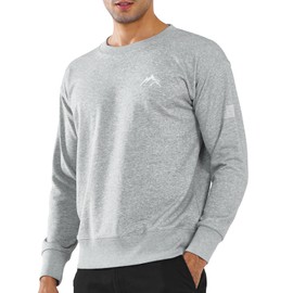 NORTHYARD Men's Crewneck Sweatshirt Long Sleeve Cotton Pullover Moisture Wicking Comfortable Casual Sweatshirts for Men GREYHEATHER M