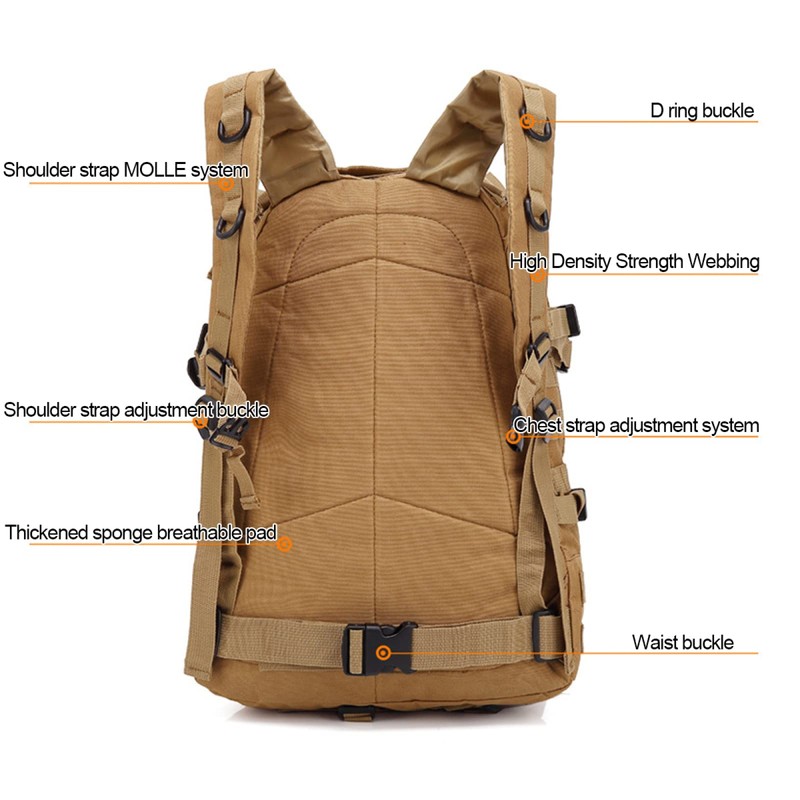 40L Camping Hiking Backpacks Camouflage Tactical Backpack Molle Rucksacks for