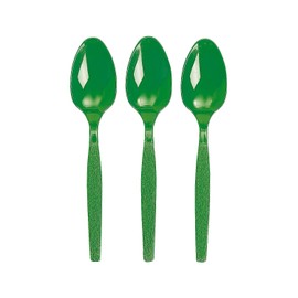 Fun Express - Kelly Green Plastic Spoons (50 Pc) - Party Supplies - Solid Tableware - Cutlery - 50 Pieces