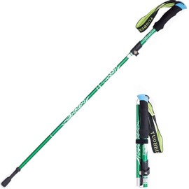 Kelendle Collapsible Trekking Pole Aluminum Ultralight Travel Trekking Hiking Pole for Men and Women Green