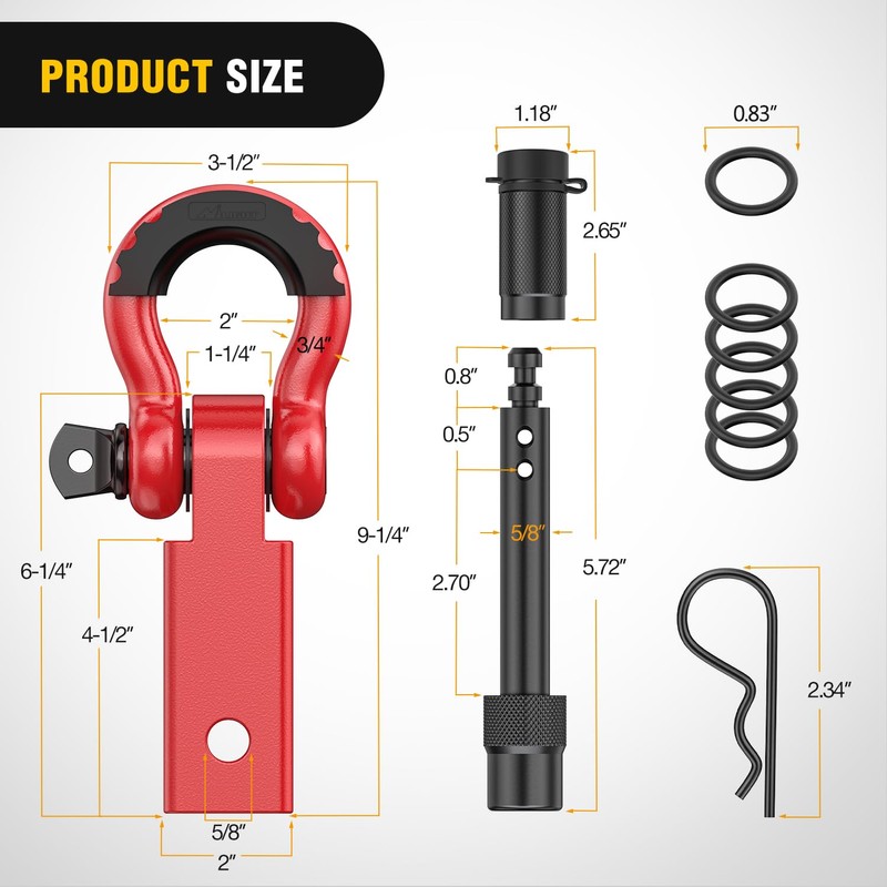 Nilight Anti-Theft Shackle Hitch Receiver 2Inch 45000 LBs Breaking Strength