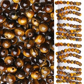 ZHIYUXI Tiger Eye Yellow 100pcs 6mm Jewelry Stone Gemstones Beads for Bracelet Making 2 Strand Round Spacer Loose Stones for Necklace DIY Christmas Gifts for Women Men