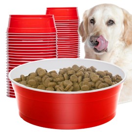 Party Dog Disposable Red Cup Style Pet Food Bowls for Cats and Dogs - Large and Small Sizes
