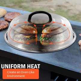 MSKC Griddle Dome For Blackstone, 12 in Steamer Dome, Basting Melting Cover Cooking Dome Cheese Melting Lids for Black Stone Grilling Accessories and Dad Gift (2 Dome)