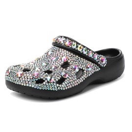 Hanfike Womens Casual Fashion Slide Mules with Rhinestone Closed Toe Comfort Flats A1800 Multicolor US 8