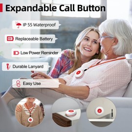 CallToU Wireless Call Buttons for Caregiver Pager and Restaurant Calling Pager Waterproof 500+ Feet Operating Range for Elderly/Patient/Disable（Need to Be Paired with Receiver to Work）