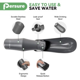 Dog Water Bottle, Portable Dog Water Bottle Dispenser - 27 OZ Stainless Steel Leak-Proof Water Bottle for Dogs On The Go, Perfect for Travel, Walking, Hiking and Outdoor Activities, Whole Grey