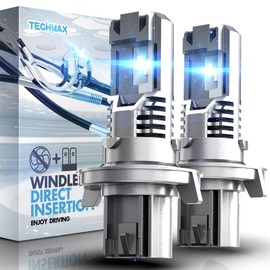 TECHMAX H13 Light Bulb, 9008 H13 Fog Light Bulb 12000LM Bright 6500K Windless Direct Insertion Plug and Play, Pack of 2