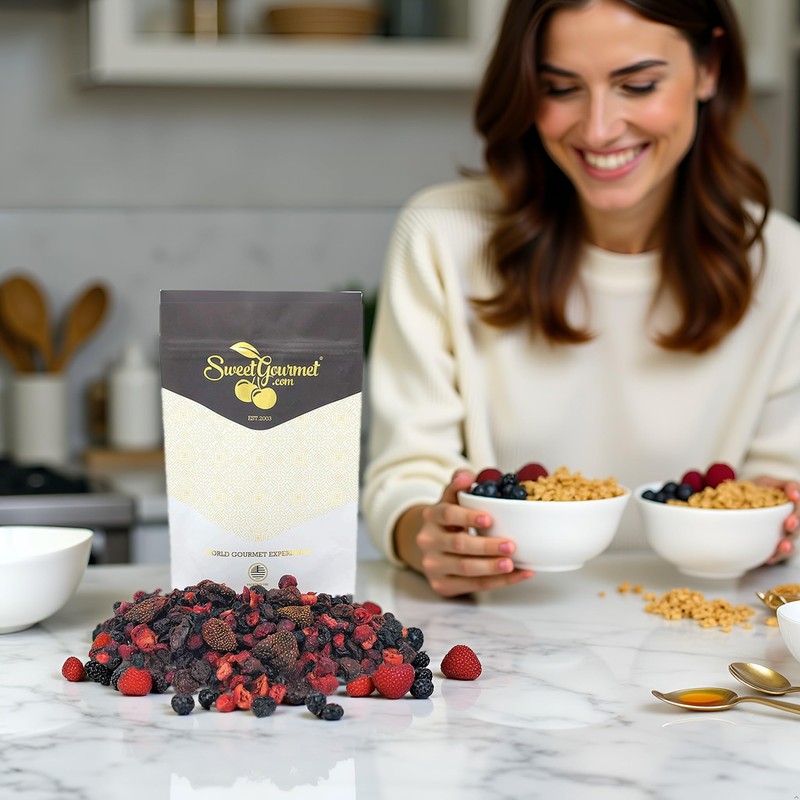 SweetGourmet Premium Dried Mixed Berries | Cherries, Cranberries, Blueberries, Strawberries
