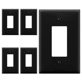 ENERLITES Decorator Light Switch or Receptacle Outlet Wall Plate, Gloss Finish, Oversized 1-Gang 5.5" x 3.5", Unbreakable Polycarbonate Thermoplastic, UL Listed, 8831O-BK-5PCS, Black, 5 pack