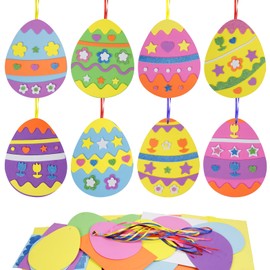 LAMEK 18 PCS Easter Egg Craft Kit Creative Easter Eggs Decoration Kids Arts Crafts Party Supplies for Girls Boys DIY Make Your Own Mix & Match Ornaments Crafting Activities Gift