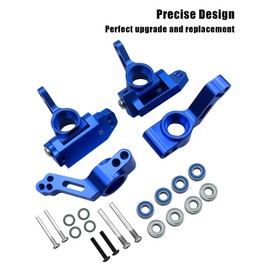 Front Caster Block & Steering Blocks & Rear Stub Axle Carriers Kit with Ball Bearings Upgrade RC Vehicle Parts for Traxxas 1/10 2WD Slash Stampede Rustler Nitro Slash, Blue 3632 3736 3752