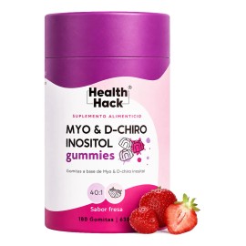 Health Hack Myo Chiro Inositol Gomitas Ratio 2000 Mio Vitamina Por Porción Sabor Fresa Suplemento Vegano Mujer Azúcar 180