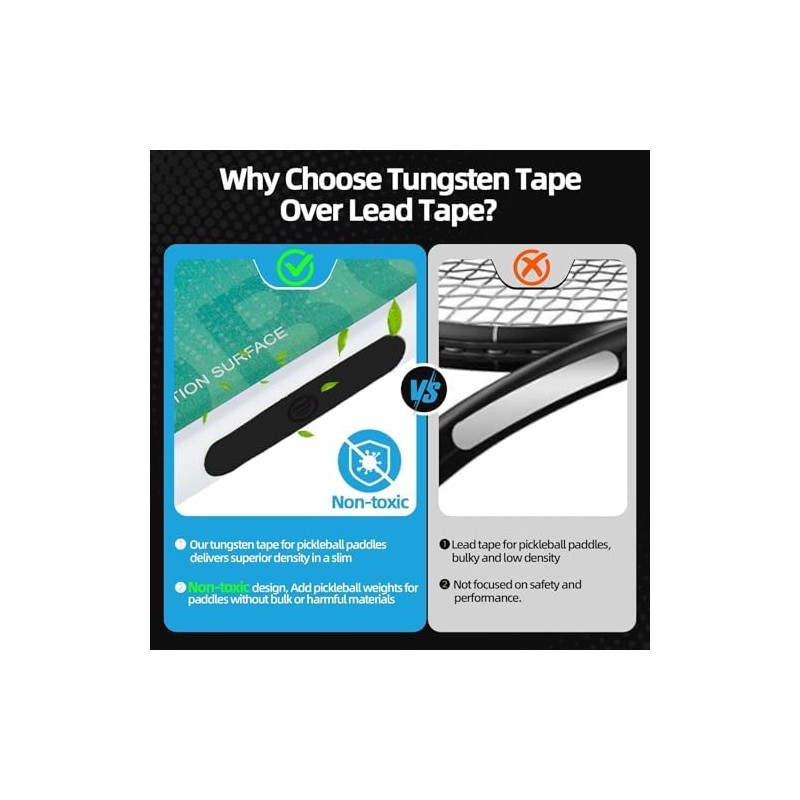 Pickleball Paddle Tungsten Weights 10 Pack, 3g Adhesive Tape Strips