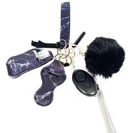 8 Pcs Safety Keychain Safety Alarm Bottle Opener Whistle Pom Pom Keychain Travel Keychain for Women