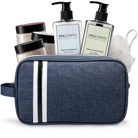 SpaLusive Luxury Spa Gift Set for Men - Natural Men’s Gift Basket - Great Gift For Guys for Holidays, Birthdays, High School, College Grad, Father’s Day Bath And Body Set - Fresh Sandalwood Scent