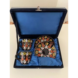 Handmade Turkish Ceramic Espresso Cups And Saucers Set, Handmade cups set - 5