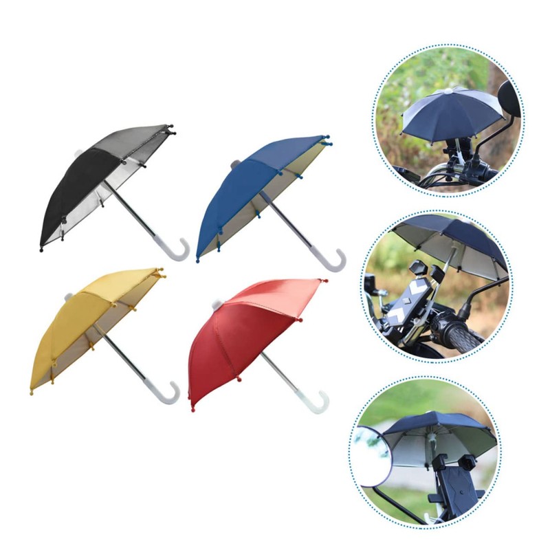 CAXUSD 4 Pcs Compact Phone Umbrellas Decorative Small Umbrellas for