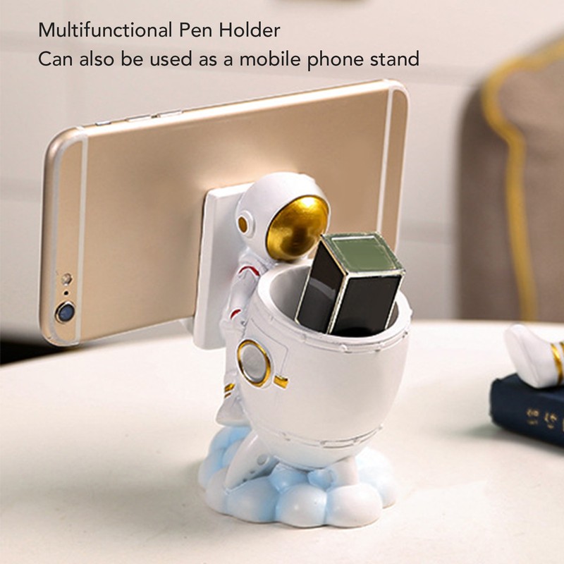 Multifunctional Pen Holder Unique Astronaut Shape Mobile Phone Stand Pen
